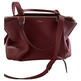 Cartier Leather Handbag Dark Red Dark red