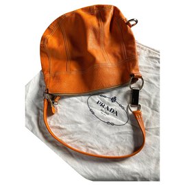 Bolsa tote Prada em couro laranja Laranja