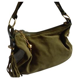 Autre Marque Bolsa ELEGANCE PARIS Couro verde oliva e estampa de crocodilo Verde oliva