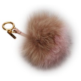 Fendi-Fendi Pink Fur Pom-Pom Key Chain-Pink