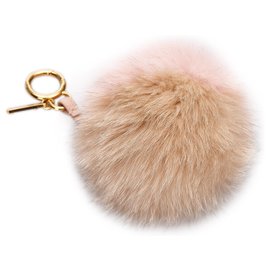 Fendi-Fendi Pink Fur Pom-Pom Key Chain-Pink