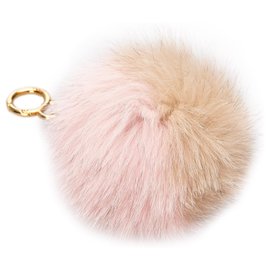 Fendi-Fendi Pink Fur Pom-Pom Key Chain-Pink