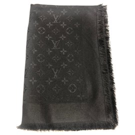 Louis Vuitton-Scialle Louis Vuitton monogram nero-Nero