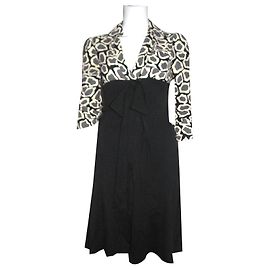 Diane Von Furstenberg Vestido de lã e seda vintage Preto Branco Cinza