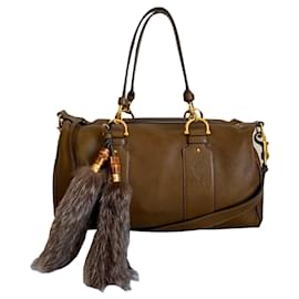 Gucci-Handbags-Olive green,Light brown