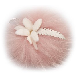 Fendi-Fendi Pink Fur Pom-Pom Key Chain-Pink