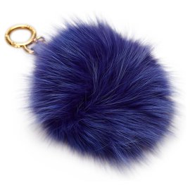 Fendi-Fendi Blue Fur Pom-Pom Key Chain-Blue