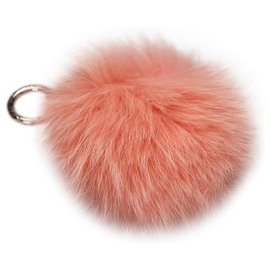 Fendi-Fendi Orange Fur Pom-Pom Key Chain-Orange