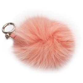 Fendi-Fendi Orange Fur Pom-Pom Key Chain-Orange