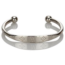 Louis Vuitton Silver Monogram Jonc Bangle Prata