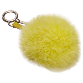 Fendi-Fendi Yellow Fur Pom-Pom Key Chain-Yellow