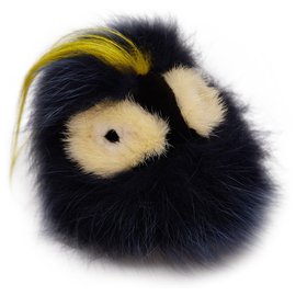 Fendi-Fendi Black Monster Fur Key Chain-Black