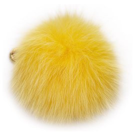 Fendi-Fendi Yellow Fur Pom-Pom Key Chain-Yellow