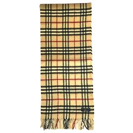 Sciarpa vintage in cashmere BURBERRY Nero Bianco Rosso Beige