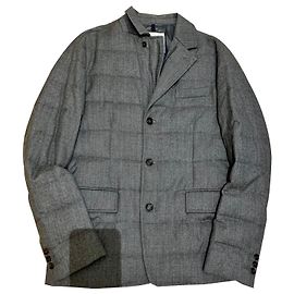 Moncler Grey Wool Jacket Coat Men L Grey