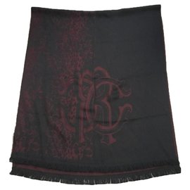 Roberto Cavalli-Roberto Cavalli wool blend scarf-Black,Dark red,Leopard print
