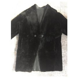 Autre Marque-THE RUF - Manteau réversible en peau retournée-Noir