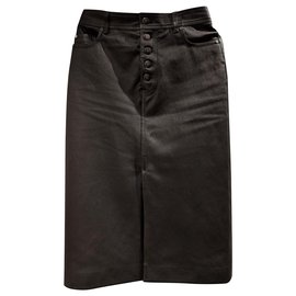 Joseph-Joseph Denna long stretch leather skirt-Black