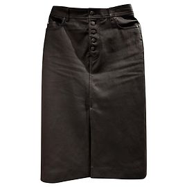 Joseph Denna langer Stretch Lederrock Schwarz