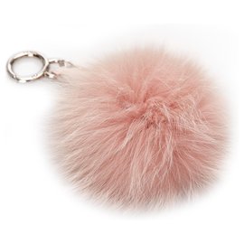 Fendi-Fendi Pink Fur Pom-Pom Key Chain-Pink
