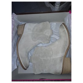 Minelli-MINELLI T mastic beige suede ankle boots 39-Beige