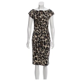 Diane Von Furstenberg-Vestido vintage de jersey de algodão-Estampa de leopardo