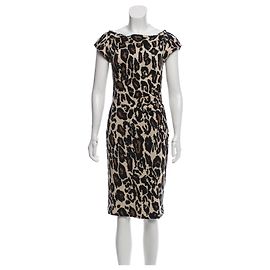 Diane Von Furstenberg Robe vintage en jersey de coton Imprimé léopard