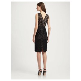 Bcbg Max Azria-Vestido de encaje Alice-Negro,Carne