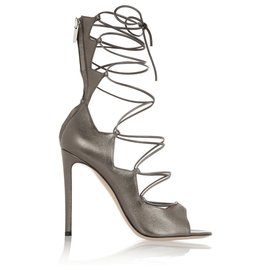 Gianvito Rossi-Pop Piombe Gladiator style heeled sandals-Silvery,Grey,Metallic