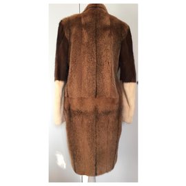 Céline-Céline coat in mink three colors-Brown