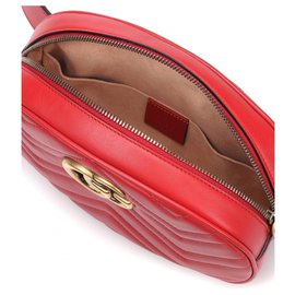 Gucci-Bolsa GG Marmont matelassé em couro 85 cm cinto-Vermelho