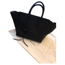 Céline-Luggage Phantom croc embossed leather-Black