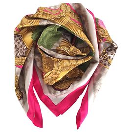 Hermès Pañuelo de seda Casques et Plumets 90x90 Multicolor