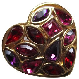 Yves Saint Laurent Spilla a cuore d'oro, pietre rosa. D'oro
