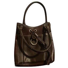 Lancel Elsa Leather Handbag Brown Brown
