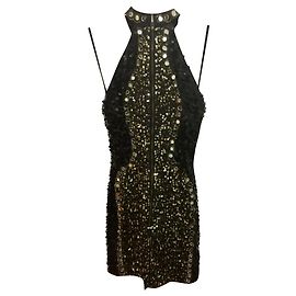 French Connection Sequinned mini dress Black Metallic