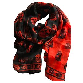 Sciarpa Alexander McQueen in chiffon con teschio Nero Arancione