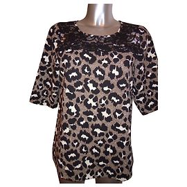 Essentiel Antwerp Animal print top + lace Leopard print