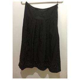 Coast-Brocade skirt with pearl embroidery-Black
