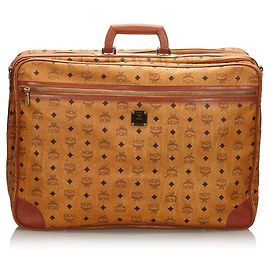 MCM Brown Visetos Leather Garment Bag Brown