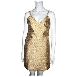 Robe fourreau en brocart doré No 21 Doré
