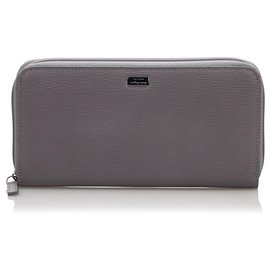 Autre Marque-Ferragamo Gray Leather Long Wallet-Grey