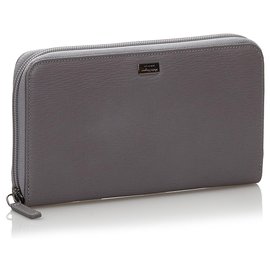 Autre Marque-Ferragamo Gray Leather Long Wallet-Grey