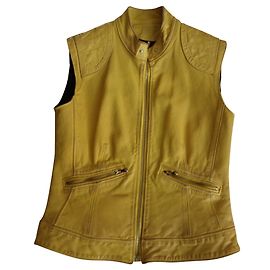 Dolce & Gabbana Biker Lederjacke Gelb Gelb