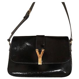 Borsa a mano Saint Laurent in pelle nera e oro Nero