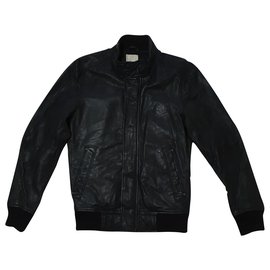 Diesel Black Leather Jacket Black