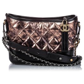 Chanel-Chanel Brown Small Leather Gabrielle Crossbody-Brown,Black,Bronze