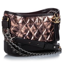 Chanel-Chanel Brown Small Leather Gabrielle Crossbody-Brown,Black,Bronze