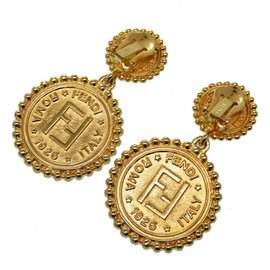 Fendi-Fendi Vintage Earrings-Golden