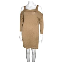 Massimo Dutti-Golden knit dress-Golden,Metallic